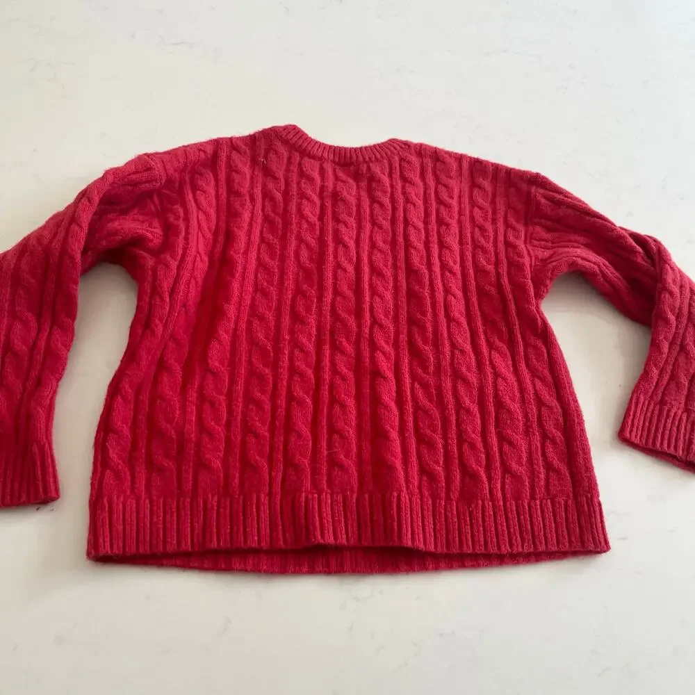 Gap Boys Red Cable Knit Preppy Crewneck Pullover Sweater HO24 size 5